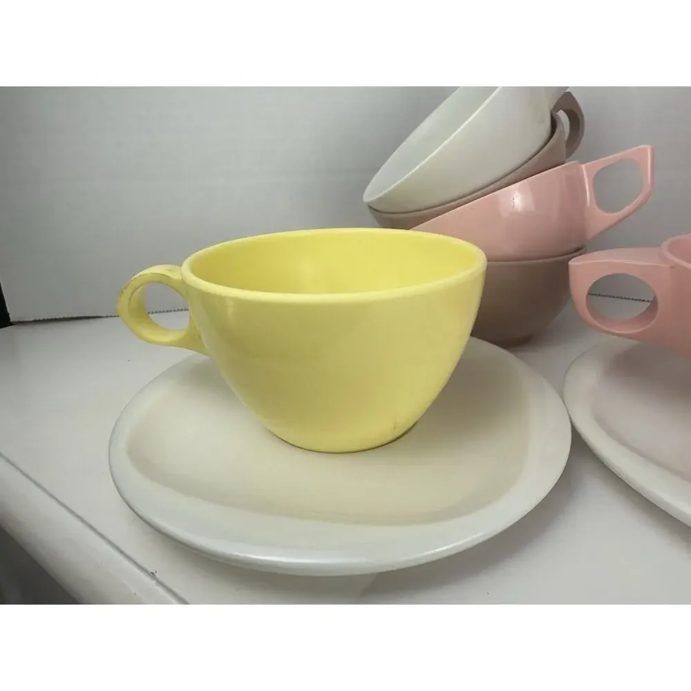 Vtg 20 pc Mallo-Ware Melamine Melmac Dishes PINK! Plates, Cup & Saucers Retro